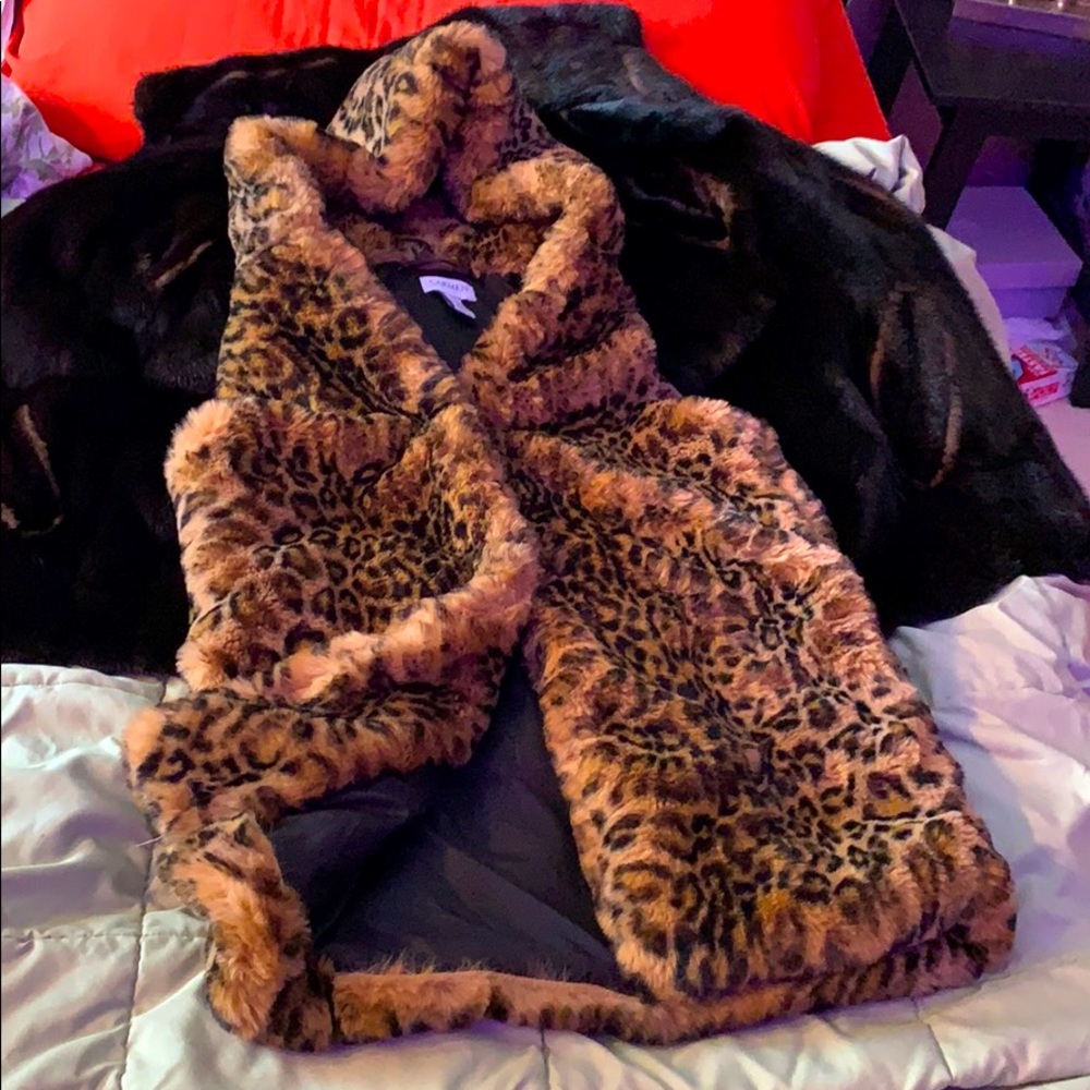 Sleeveless Leopard Soft Jacket Faux Fur